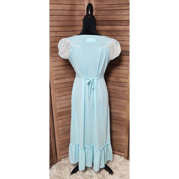 Golden Tower Vintage Night Gown Milk Maid Maxi Slip Dress Large Light Blue Lace - Picture 6 of 7